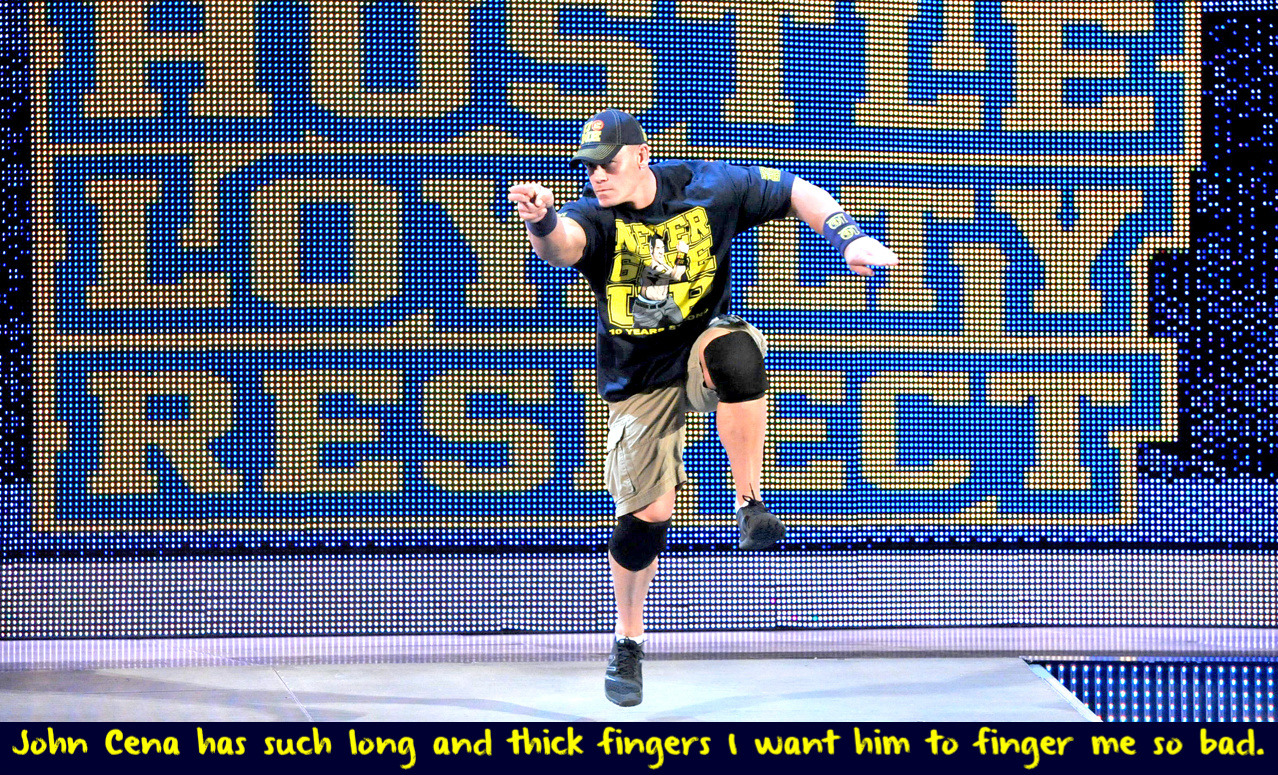 wwewrestlingsexconfessions:  John Cena has such long and thick fingers I want him