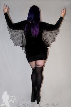 haus-of-grotesque:  corvuscoronefashion-photography:  Manticore dress From our Autumn collection 2014 Black velvet bodycon dress with spiderweb lace bat wing design Visit our Etsy shop for more information and to see the rest of our Autumn collection