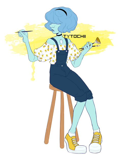 Our little artist, Blue Pearl &lt;3 Still haven’t shaded this but I though the flat colours looked c