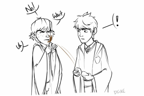 derpfire:Hogwarts AU! just a doodle to get me out of my art slumpNO BUT SERIOUSLY HOW DO YOU EAT THO