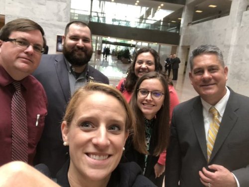 Today, the @IAVA #StormTheHill Team is happy to #DefendTheGIBill from predatory schools with our good friends! #Close9010 – at Hart Senate Building