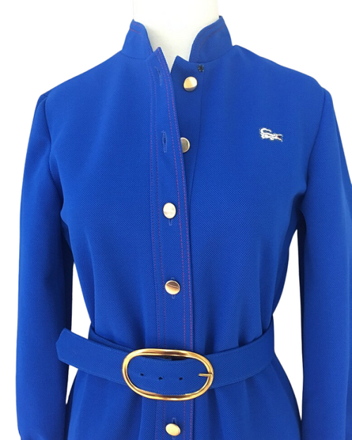 Vintage, 70s Lacoste dress in cobalt blue. 