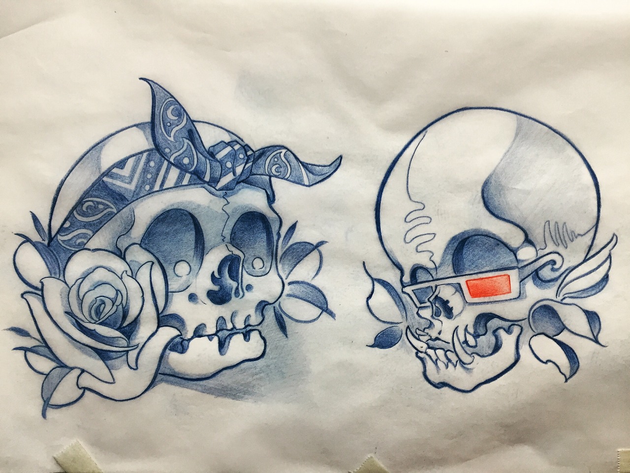 new school skull tattoo drawings