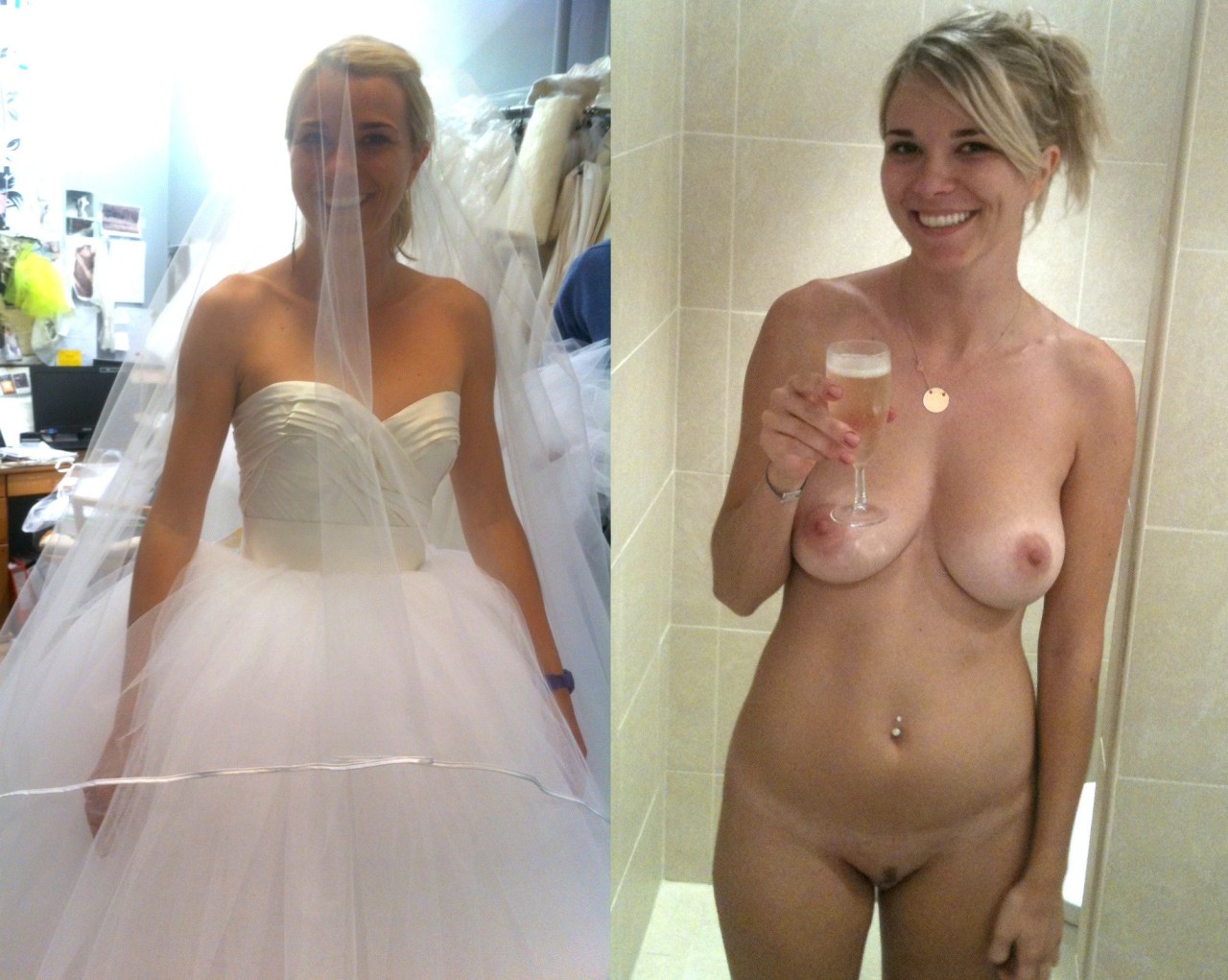 Amateur wife dressed undressed bride