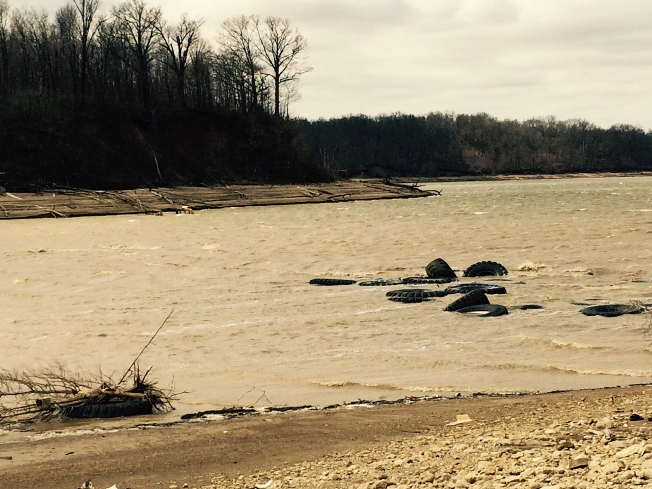 The road generally dead ends into the water. They have opened the dam to help with