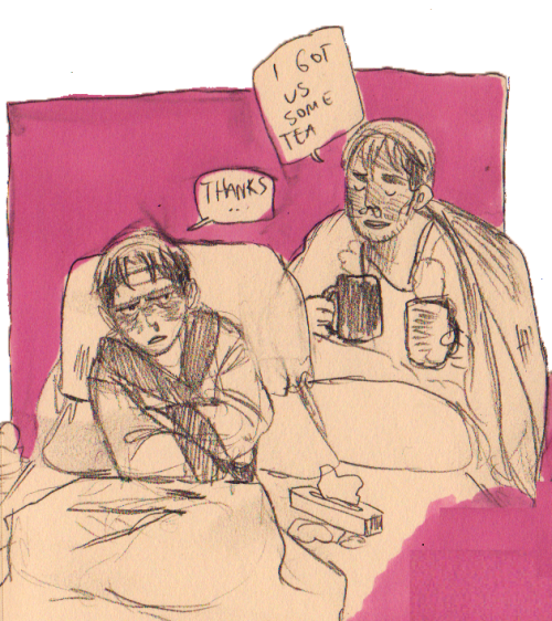 twinkmastertoudou:anon asked: sick eruri who try to take care of each other even though they’re both