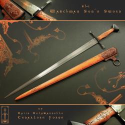 art-of-swords:  Handmade Swords - The Watchman Son’s Sword  Maker &amp; Copyright: David DelaGardelle of Cedarlore Forge Fantasy/Gothic Oakeshott Type XVa The Watchman Son’s Sword is a Fantasy/Gothic piece with some historical inspiration taken from