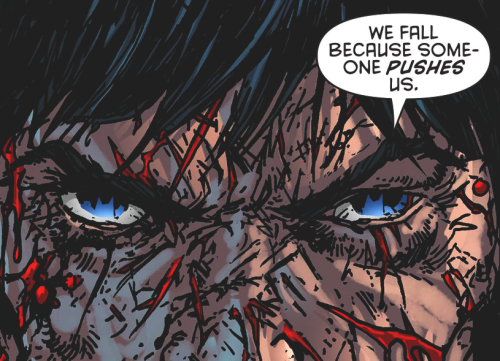 justiceleaque: We get up to push back. ➥parallel scenes: Batman Begins + Nightwing #30