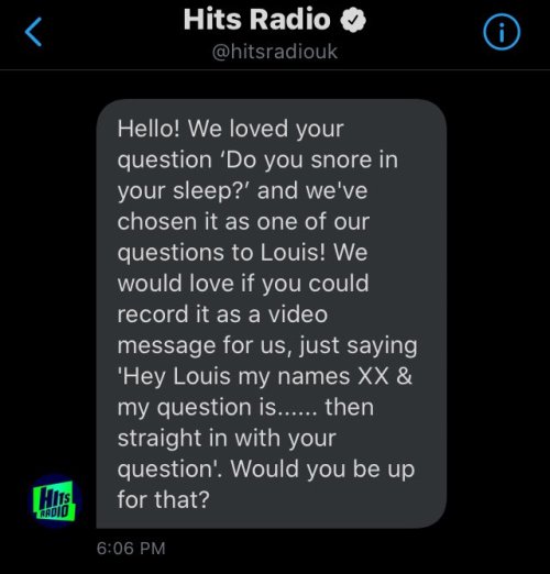 dailytomlinson: Hits Radio is dm'ing fans, asking them to send videos of their already chosen q