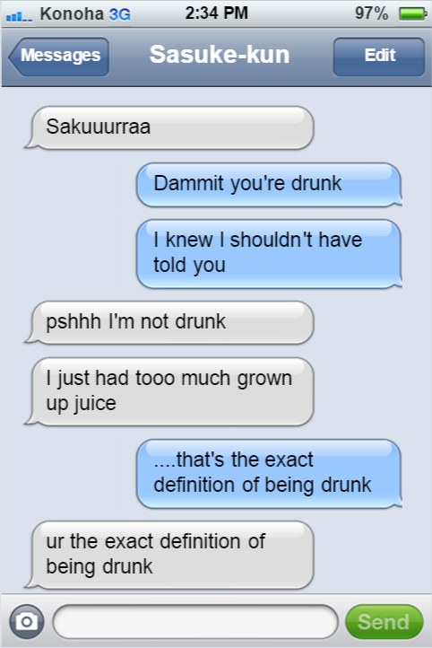 textingninjasofkonoha:  Sasuke handled the news of Sakura’s pregnancy with grace