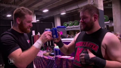 misskittyfantastico: KEVIN AND SAMI BACKSTAGE CLINKING CANS TO CELEBRATE THEIR FIRST MANIA, I CANNOT. MY HEART WAS NOT PREPARED. I WASN’T READY. 