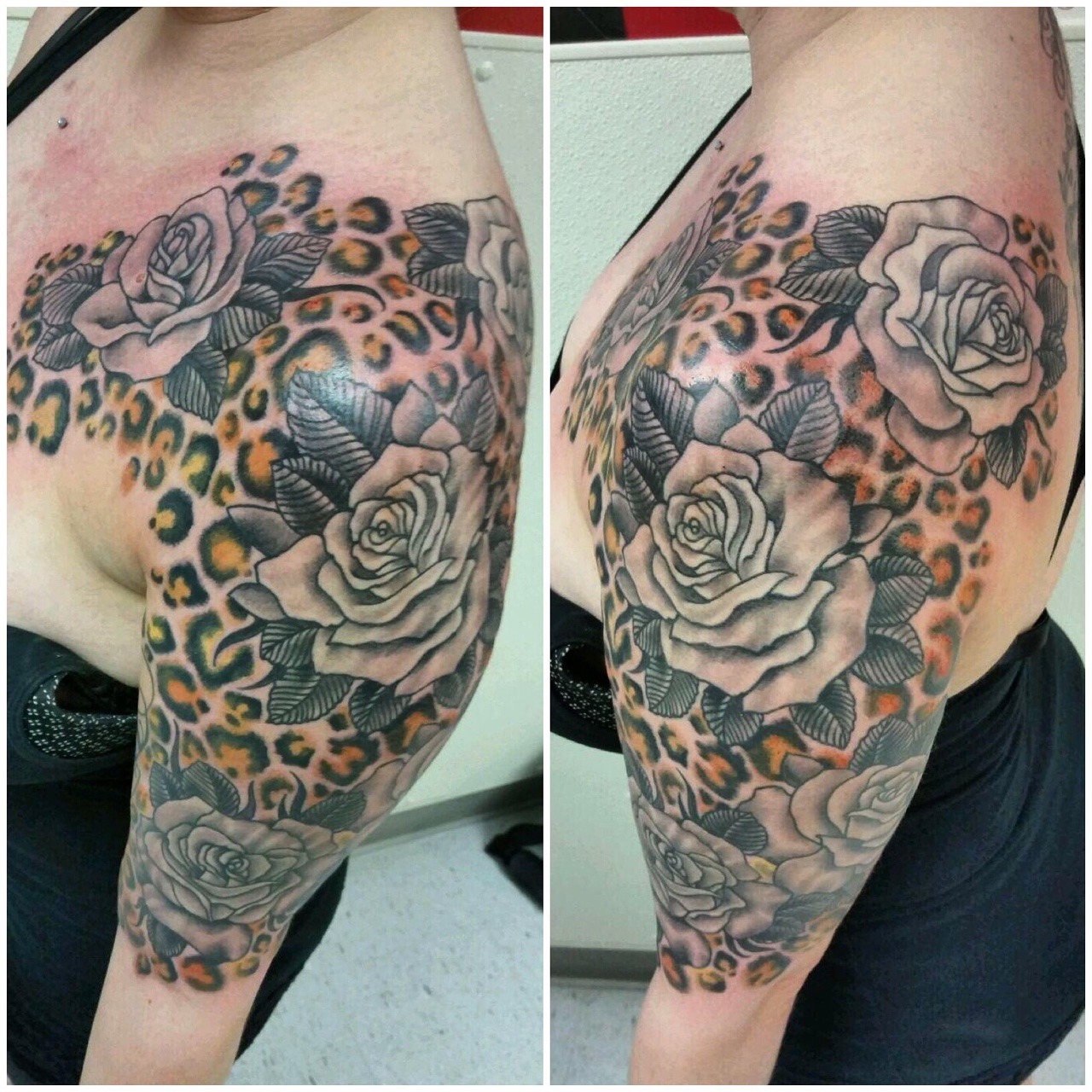 Hot Rod Tattooing — Leopard print and roses all finished up by Corey...