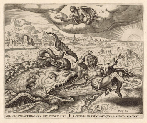 Philips Galle (1537-1612) (after Maarten van Heemskerck), &lsquo;Jonah Cast on Shore by the Fish&rsq