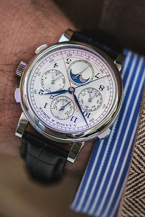 watchanish:   Platinum A. Lange &amp; Sohne 1815 Rattrapante Perpetual Calendar.More