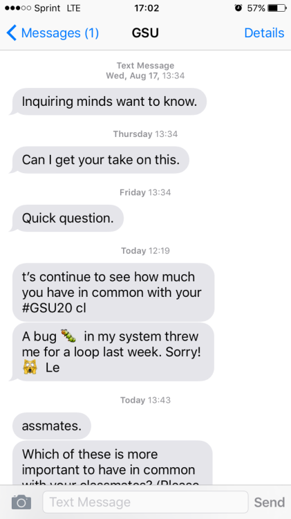 bikeebi:The automated texts I get from my college read like shitposts