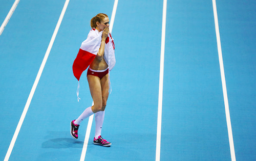 Kamila Licwinko after winning the women’s high jump final at the World Indoor Championships 20