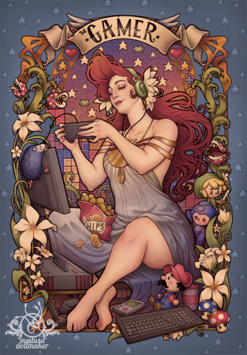 thisisforthepixels:  Gamer girl (by medusa dollmaker)