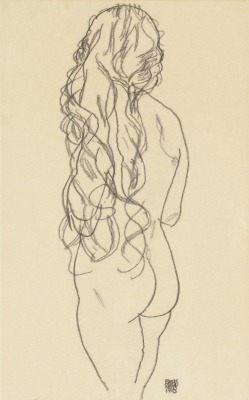 dappledwithshadow:Nude Seen from Behind, Egon Schiele 1918