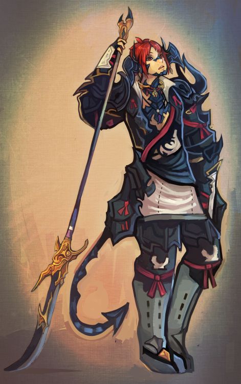 lunie-junk:  FFXIV Commission for @fieryone - Au Ra Lancer Kaito Kumon!Thank you! FFXIV Commissions!