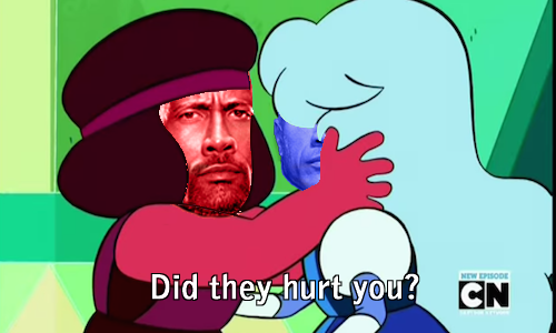 thepehbat:  So… uh…. me and my friend were talking and the topic of What if The Rock was a crystal gem came up. To which this idea came into manifestation. I’m so sorry.  I’m dying.