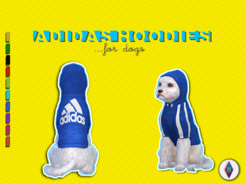 ADIDAS HOODIES (for dogs)10 colorsdogs onlycustom thumbnailrequires TS4 cats and dogs pack|| SIMFILE