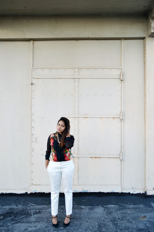 Anjana, Leather &amp; Lace Shirt &amp; pants: JCP, necklace: F21, shoes: Enzo Angiolini