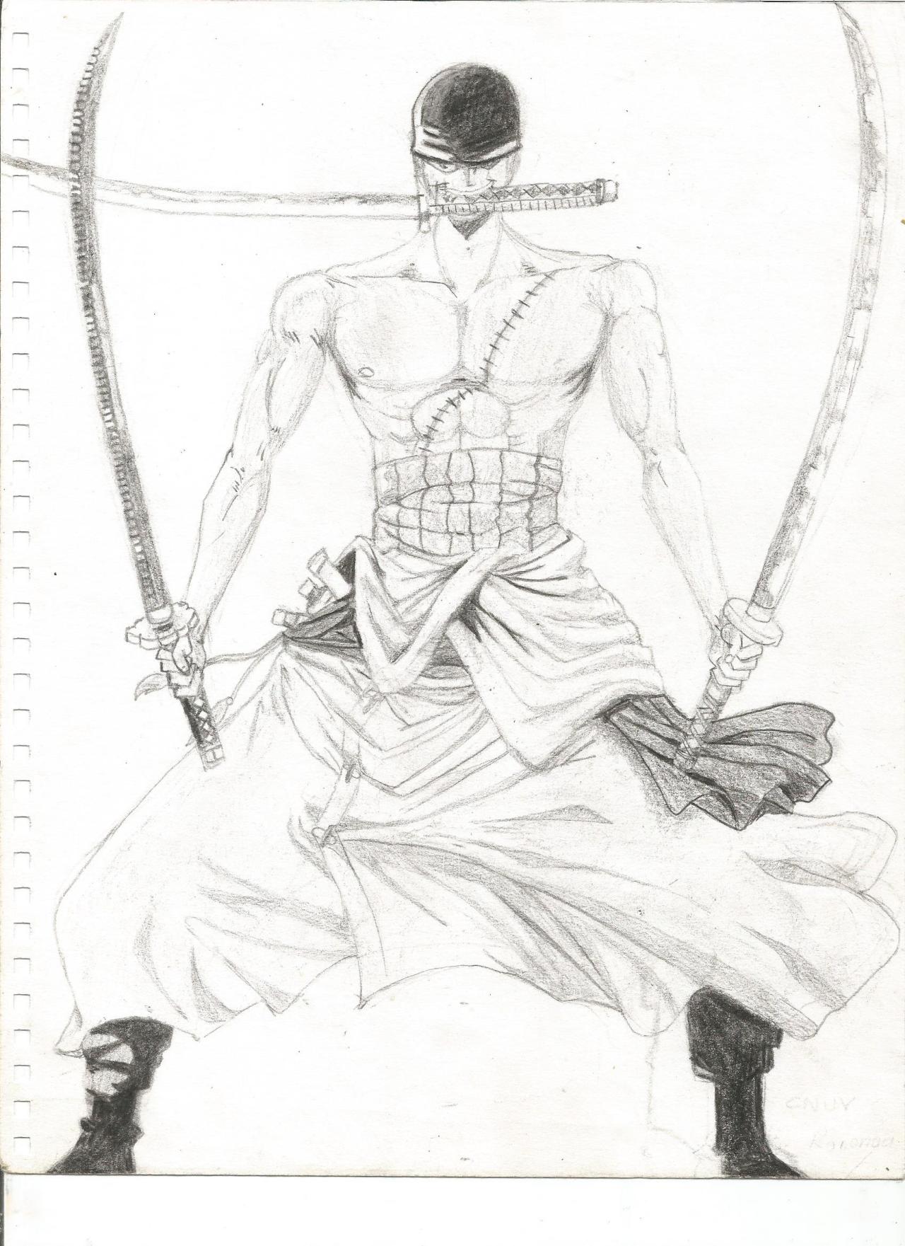 AnimeArt • Roronoa Zoro, la imagen no es mía aunque el dibujo...