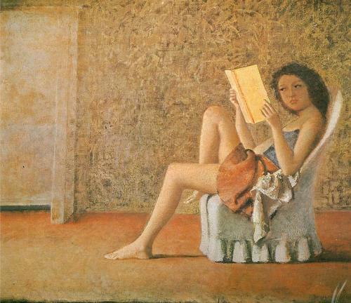 mythologyofblue:Balthus, Katia Reading, 1974 