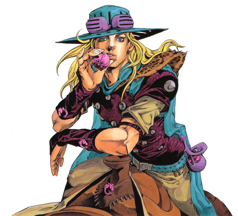 Model doing Gyro's pose, JoJo's Pose