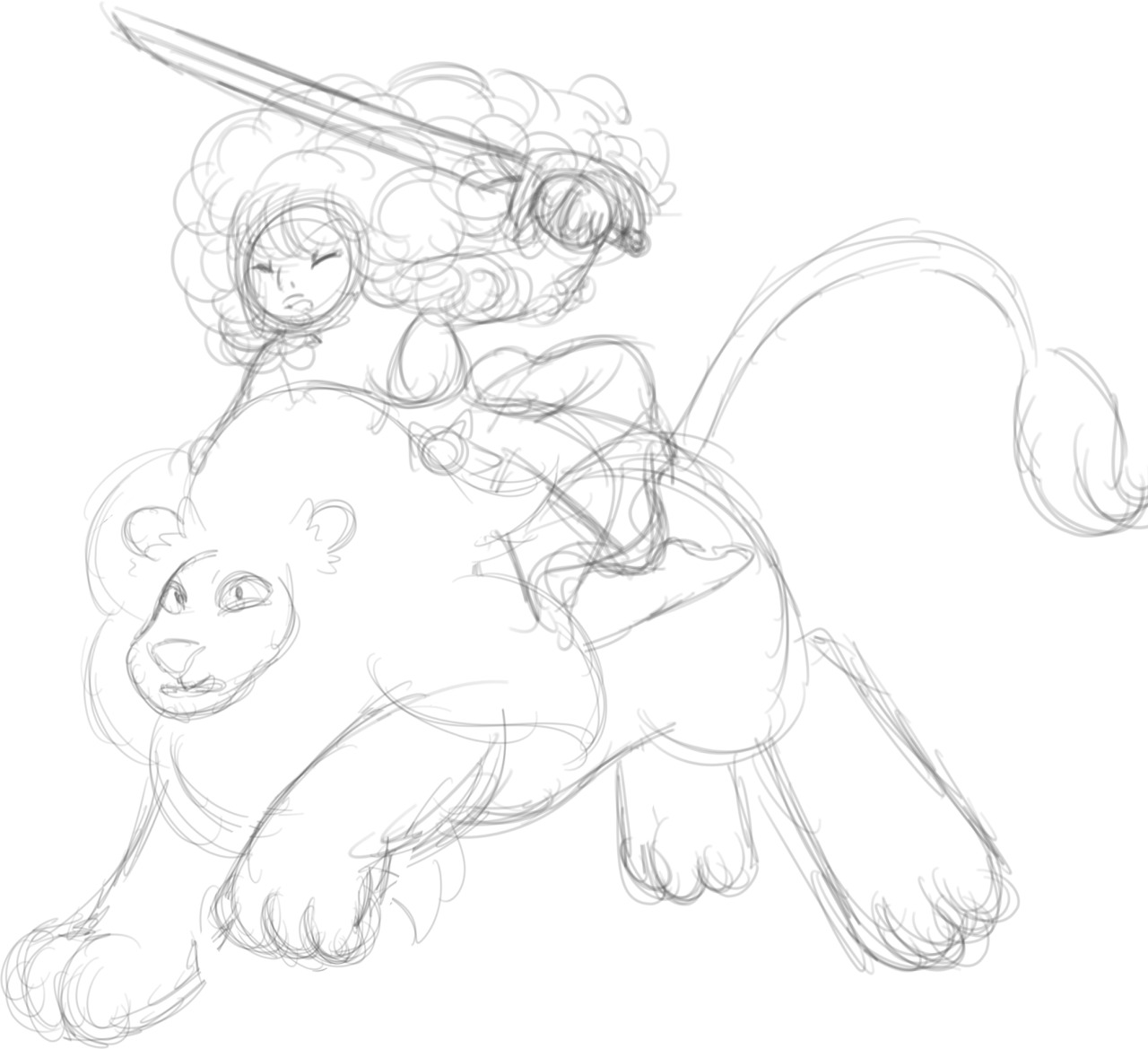 princesssilverglow:  Sketched the idea!  But I seriously have to work on Lion…