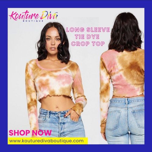 Long sleeve tie dye crop top.❤️ Shop now kouturedivaboutique.com/ #top #shop #shopsmallbusin