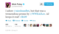 Mick Foley Approves! Aj That Promo Was Amazing!!!!!