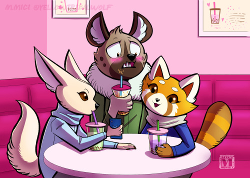 The gang chillin and having bubble tea! I do wish they would hang out more outside of their work pla