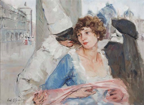 Carlo Cherubini (1897 - 1978), “ Maschere a Venezia ”