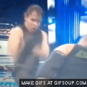 twinambrose:  Bad quality, but dean dancing on smackdown tonight. 