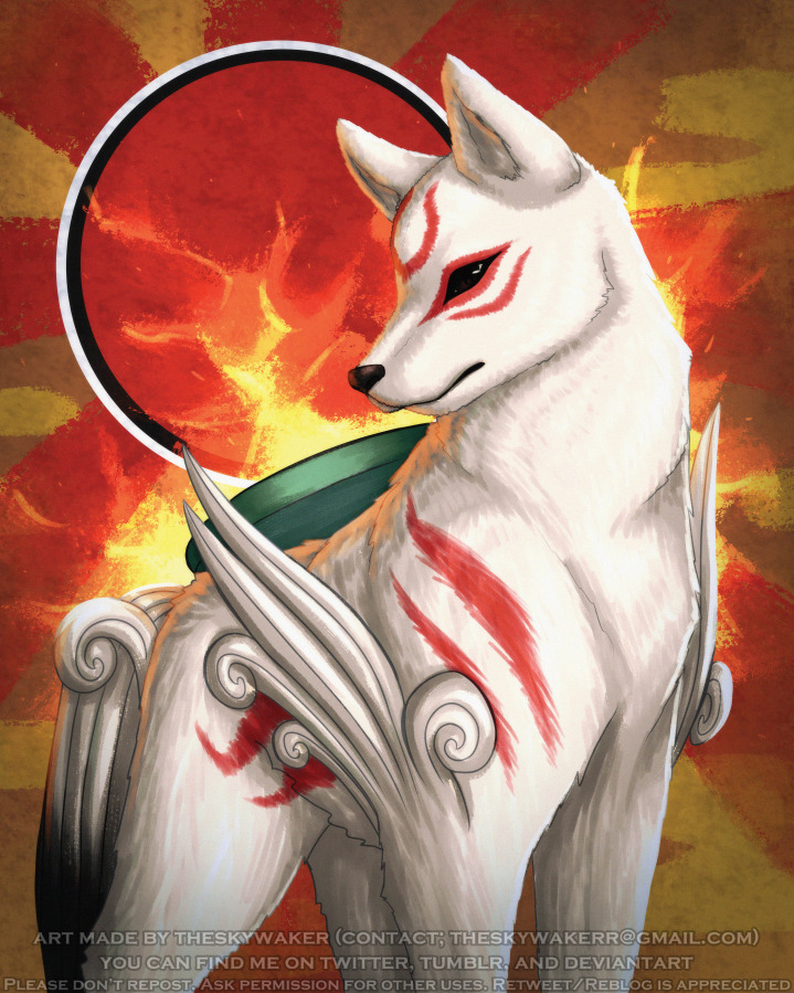 amaterasu suggested by a patron. i've never played this game actually, but i had fun painting the fur. thanks!