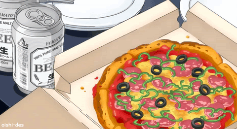 Oishii~desu ‣ Anime Food — Pizza & Beer - Relife ep12