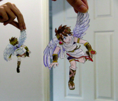 identity-will-not-save-you:  Kid Icarus Paper childA paper child of Pit from Kid Icarus, double sided, done with coloured pencils. Completed in 2012.
