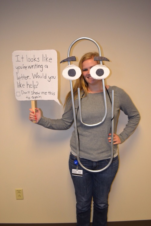 factoidlabs:The most horrifying Halloween costume ever. superpunch2:Clippy cosplay.