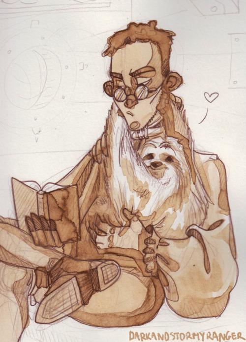 darkandstormyranger:I coffee-painted Maturin a few months backand failed sloth anatomy