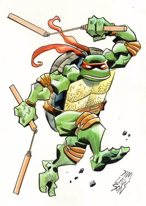 The Teenage Mutant Ninja Turtles as drawn by the legendary Jim Lawson.