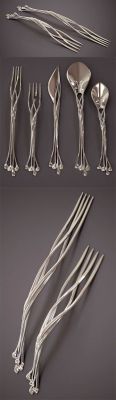 wheeloffortune-design:  treasures-and-beauty: 3D Printed Silverware. Design by Francis Bitonti Studio. fucking elves 