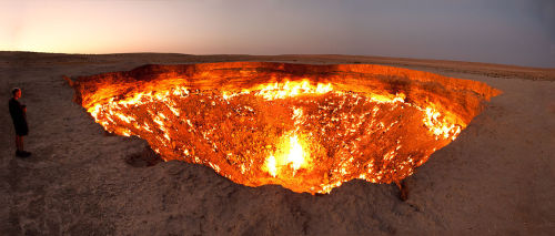 Derweze (Darvasa), Turkmenistan - known as the &ldquo;Door to Hell&rdquo;, this natural gas fire has