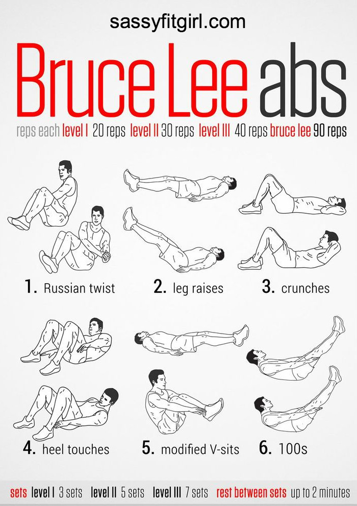 Sassy Fit Girl — Bruce Lee Abs Workout We know Bruce Lee as the...