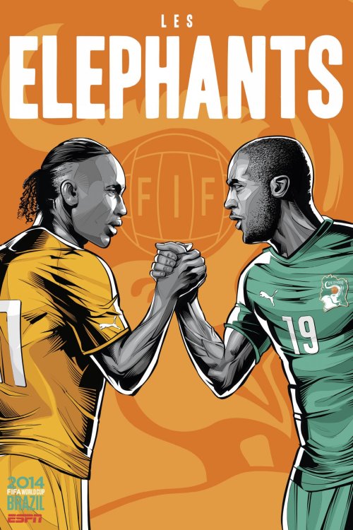 fckyeahprettyafricans:  Cameroon Ghana Ivory Coast Nigeria Algeria futurafrika:  ESPN World Cup Posters: African Teams  