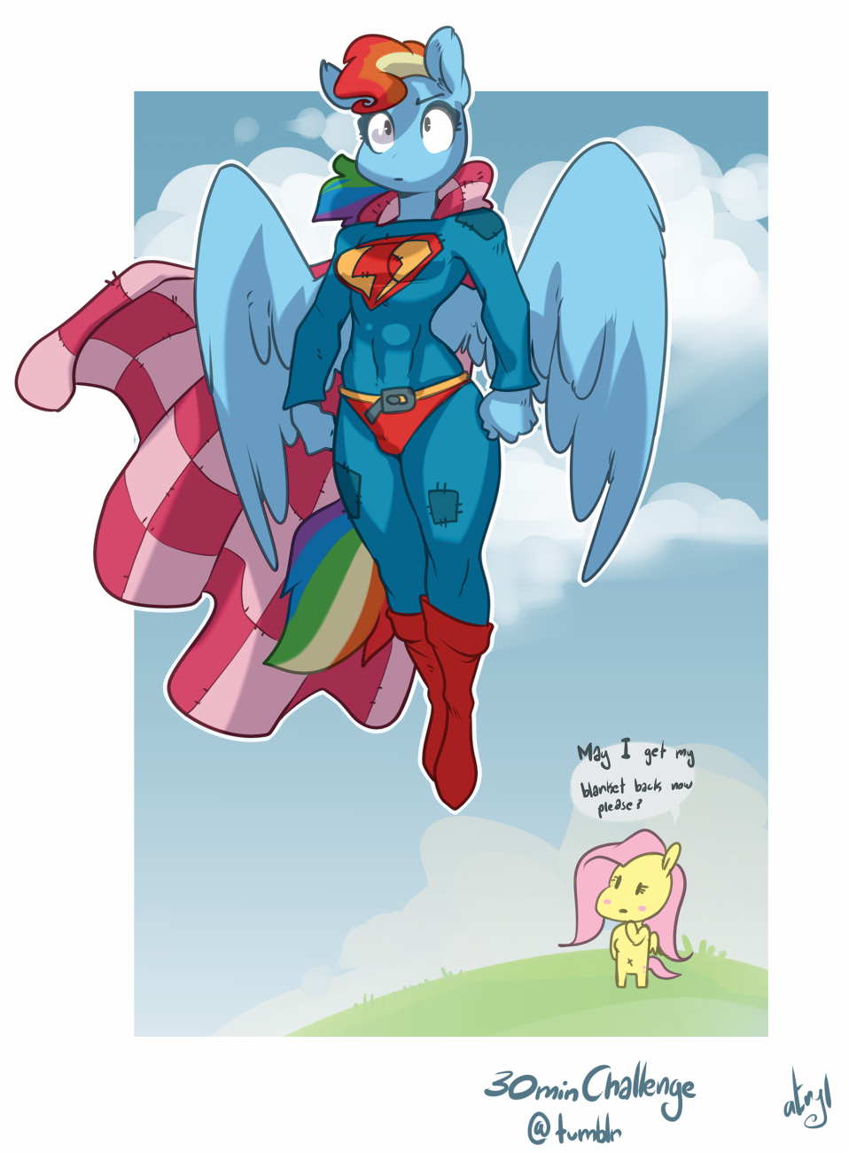 atryl: 30minchallenge: From Rainbow dash living out a super hero fantasy, Fluttershy