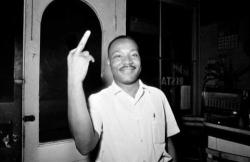 monta23:  stripperellapipedreams:  yalesappho:  modelminority:  revolutionaryrainbows:  lovehalfblack:  Happy Birthday Dr. King… He was turnt up.  Get on that MLK Swag  there’s been a lot of MLK posters in libraries with his polite scholastic quotes,