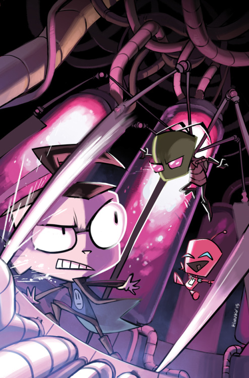 Here are the TWO variant covers I did for Invader Zim #1, out today!! The first one is available at 