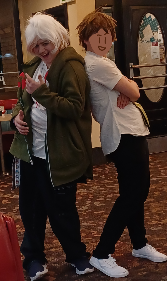 Me as Hajime and my bestie @kitkat-mewers as Nagito, taking local diners by storm >:D