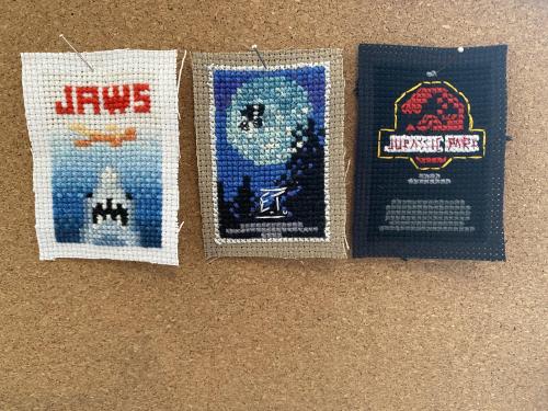 crossstitchworld:  at last, my mini Spielberg trifecta is complete by  vleghm